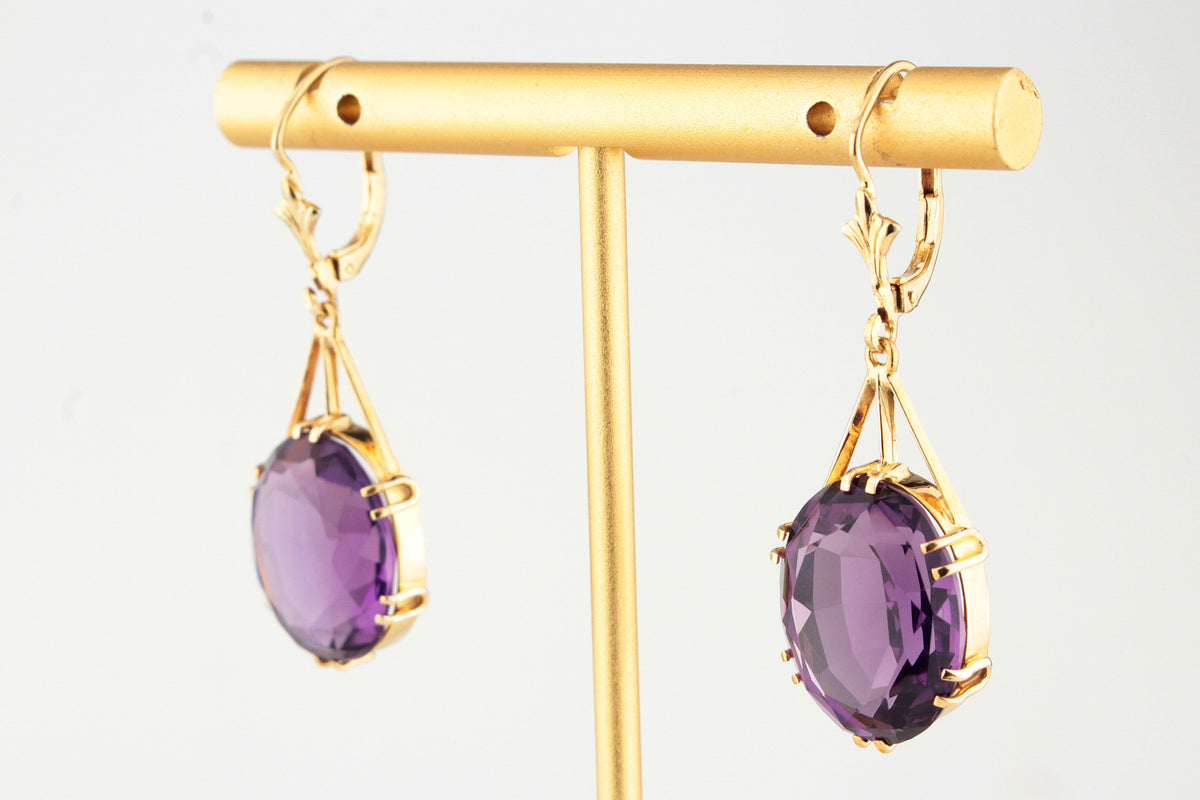 ANTIQUE AMETHYST EARRINGS 9ct GOLD