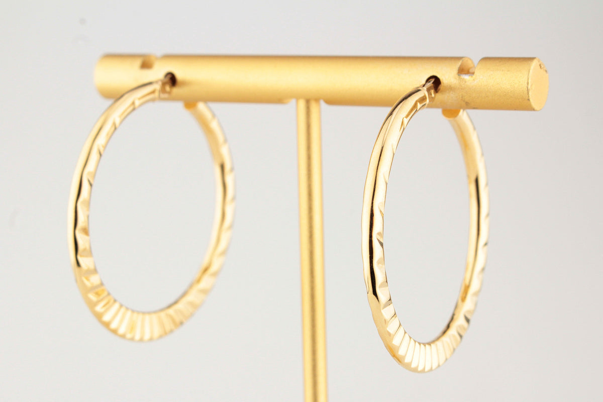 VINTAGE ITALIAN LARGE HOOP EARRINGS 18ct GOLD