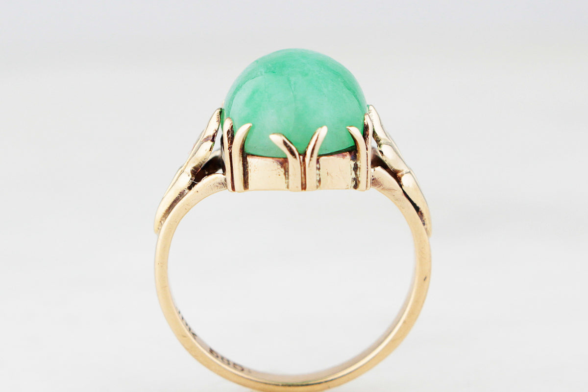VINTAGE c1940’s JADE RING 14ct GOLD