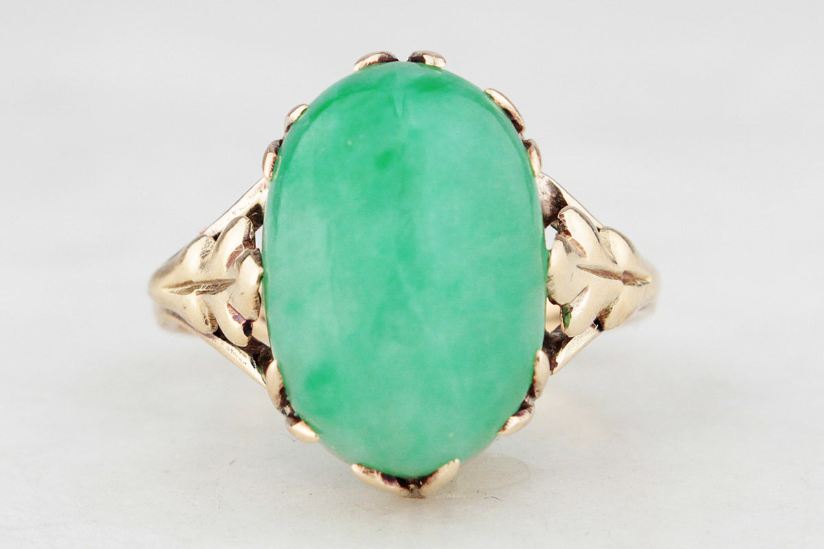 VINTAGE c1940’s JADE RING 14ct GOLD