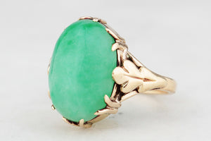 VINTAGE c1940’s JADE RING 14ct GOLD