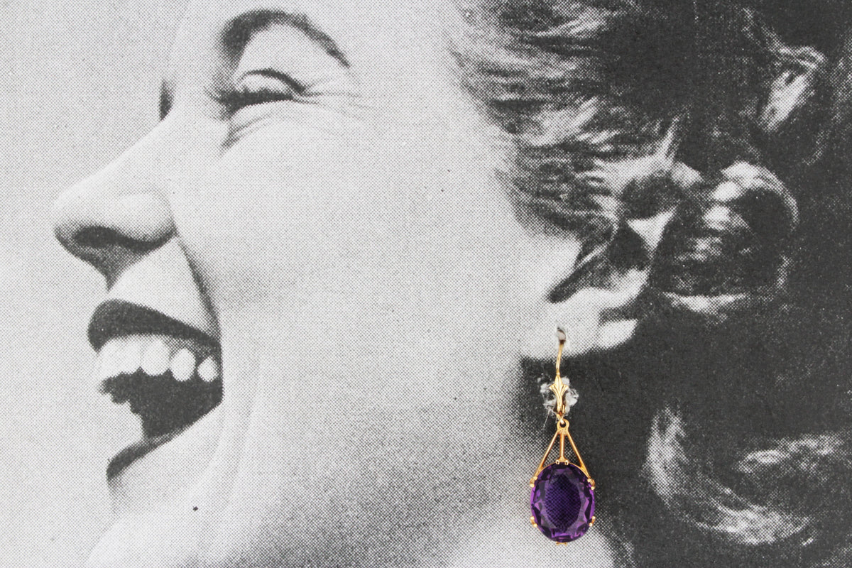 ANTIQUE AMETHYST EARRINGS 9ct GOLD