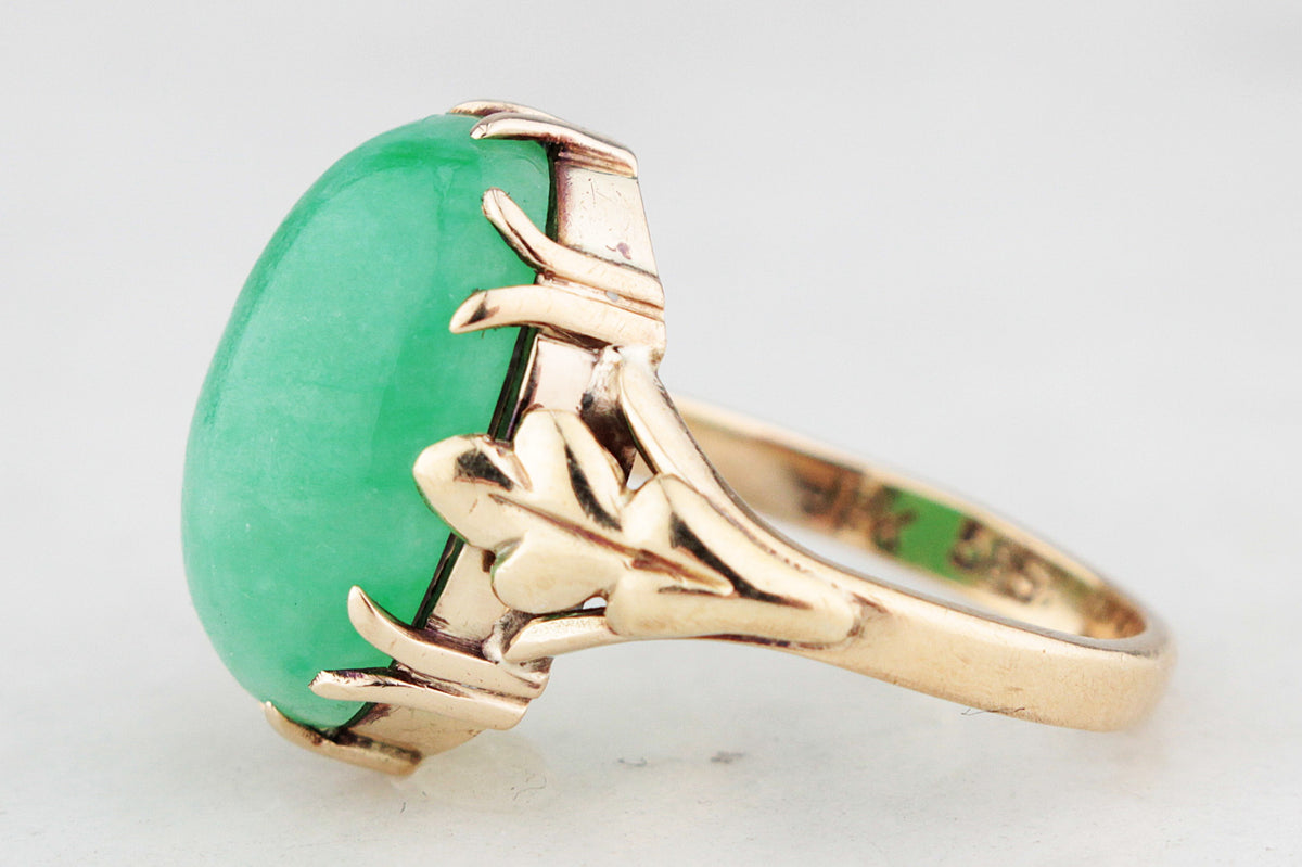VINTAGE c1940’s JADE RING 14ct GOLD