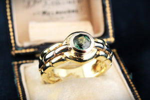 MID-CENTURY GREEN SAPPHIRE RING 18ct GOLD