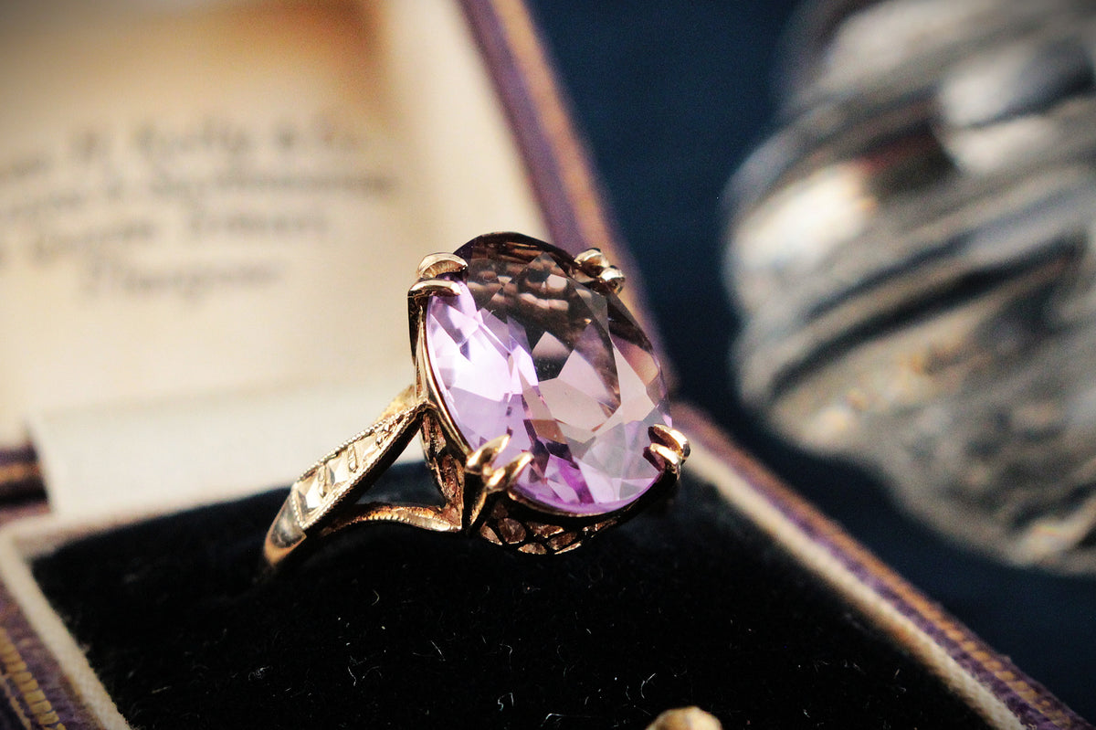 MID-CENTURY 3.60ct AMETHYST RING 9ct GOLD