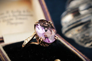 MID-CENTURY 3.60ct AMETHYST RING 9ct GOLD