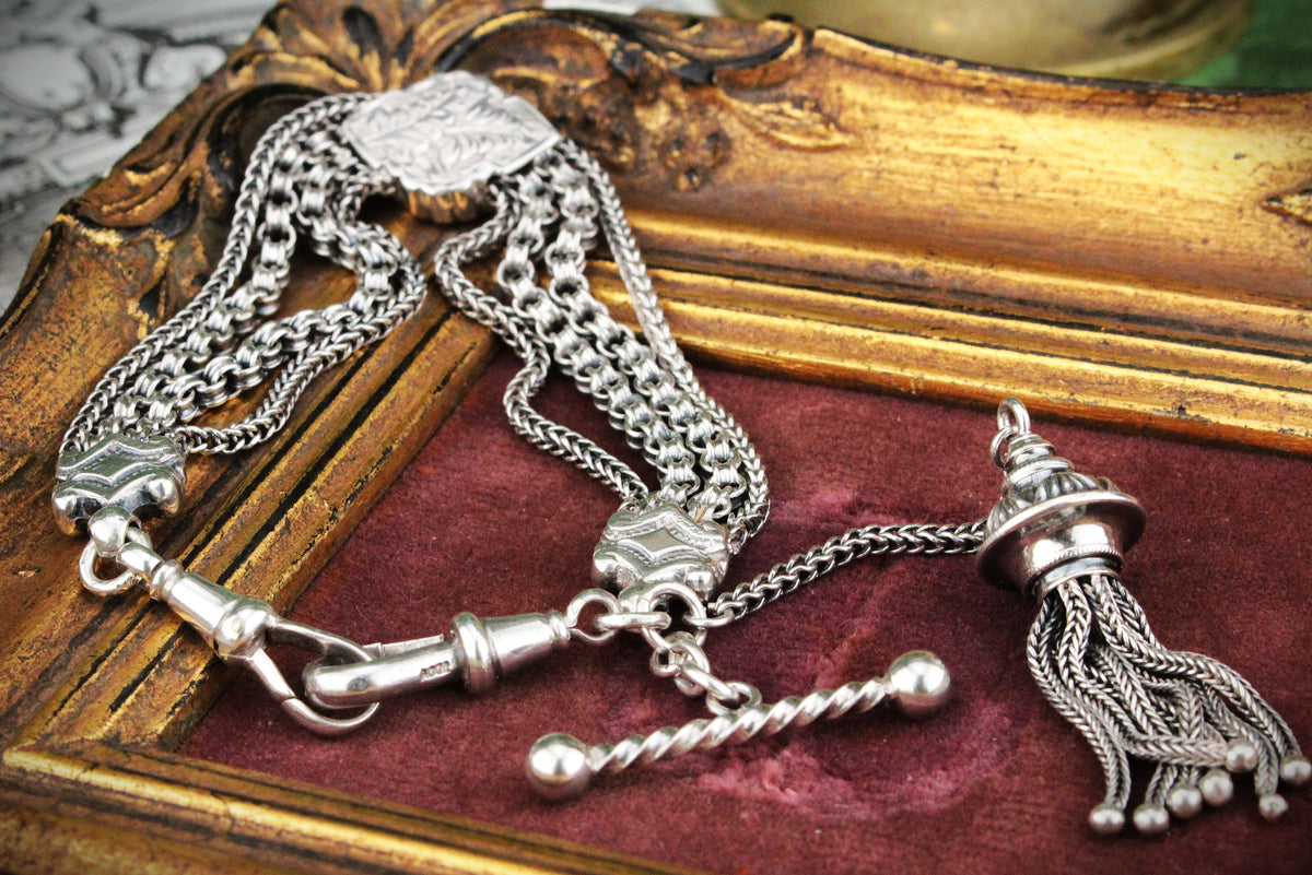 VICTORIAN c1880 SILVER ALBERTINA BRACELET