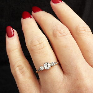 ANTIQUE EDWARDIAN c1910 DIAMOND TRILOGY RING 18ct GOLD