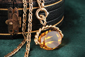 ANTIQUE EDWARDIAN CITRINE SWIVEL FOB PENDANT 9ct GOLD