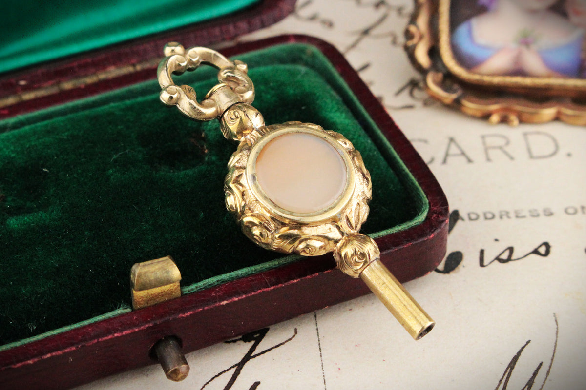 VICTORIAN GILT DOUBLE-SIDED FOB WATCH WINDER
