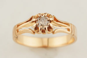 ANTIQUE EDWARDIAN .36ct COGNAC DIAMOND RING 14ct ROSE GOLD