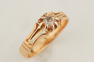 ANTIQUE EDWARDIAN .36ct COGNAC DIAMOND RING 14ct ROSE GOLD