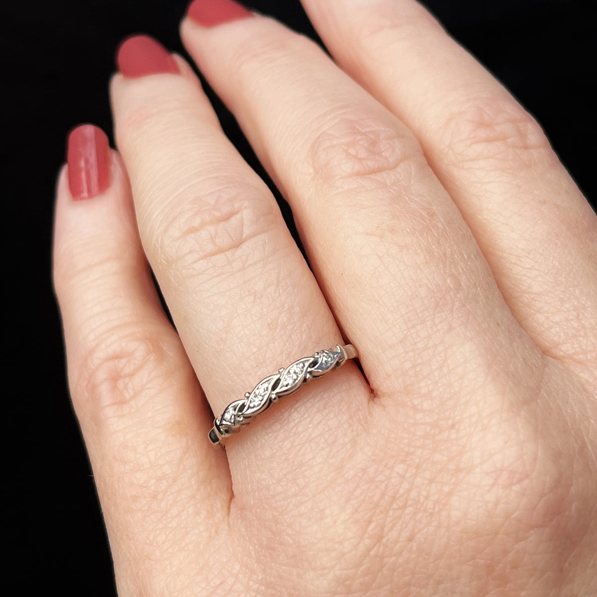 VINTAGE c1930 PLATINUM PALLADIUM &amp; DIAMOND BAND