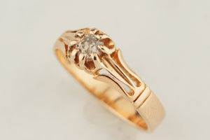 ANTIQUE EDWARDIAN .36ct COGNAC DIAMOND RING 14ct ROSE GOLD