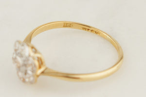 ANTIQUE EDWARDIAN c1915 DIAMOND DAISY CLUSTER RING 18ct YELLOW GOLD & PLATINUM