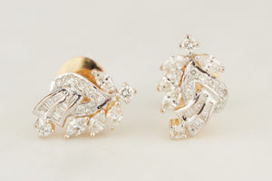 RETRO ERA c1950 DIAMOND COCKTAIL EARRINGS 18ct YELLOW GOLD