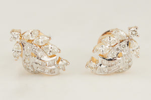 RETRO ERA c1950 DIAMOND COCKTAIL EARRINGS 18ct YELLOW GOLD