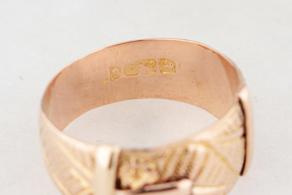 ANTIQUE EDWARDIAN BUCKLE RING 9ct GOLD
