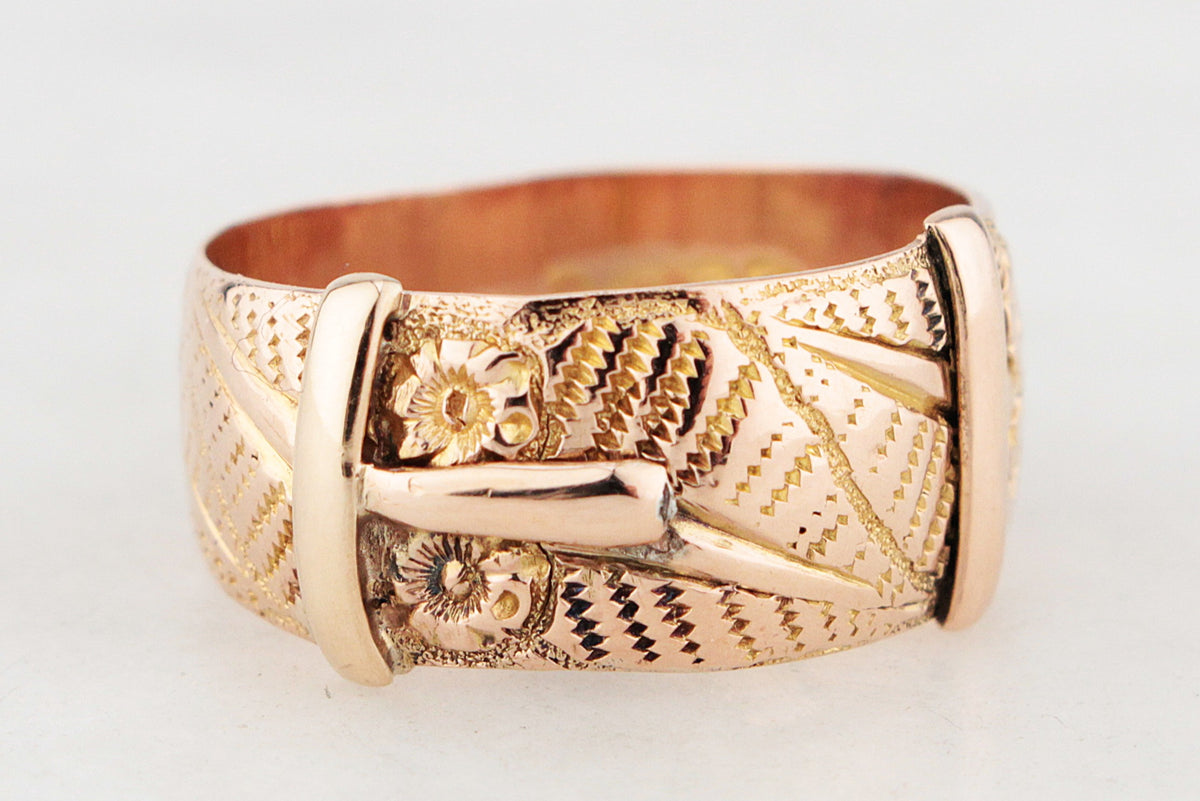 ANTIQUE EDWARDIAN BUCKLE RING 9ct GOLD