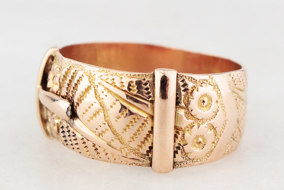 ANTIQUE EDWARDIAN BUCKLE RING 9ct GOLD