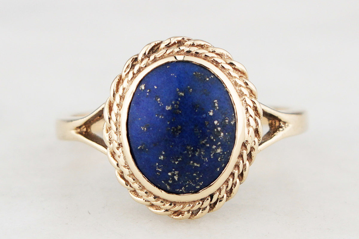 RETRO 1988 LAPIS LAZULI RING 9ct GOLD