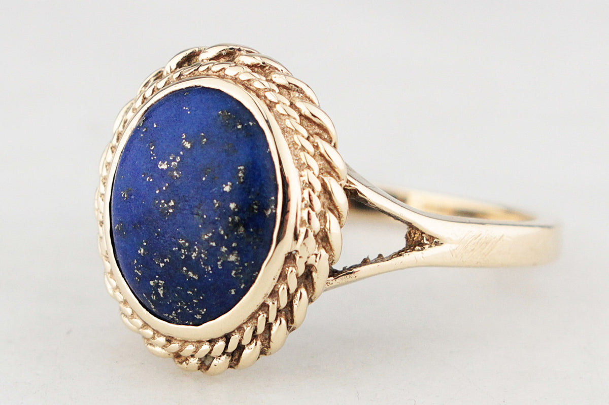 RETRO 1988 LAPIS LAZULI RING 9ct GOLD