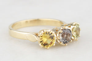 BESPOKE SAPPHIRE TRILOGY RING 14ct GOLD