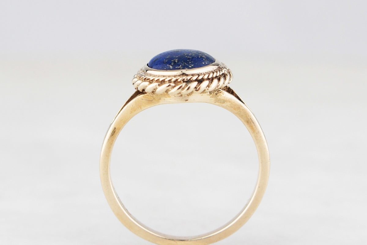 RETRO 1988 LAPIS LAZULI RING 9ct GOLD