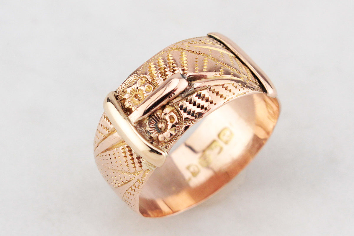 ANTIQUE EDWARDIAN BUCKLE RING 9ct GOLD