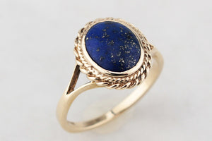 RETRO 1988 LAPIS LAZULI RING 9ct GOLD