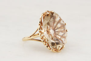 MID-CENTURY 16.50ct CITRINE COCKTAIL RING 9ct GOLD
