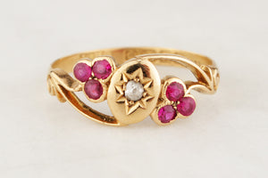 ANTIQUE EDWARDIAN 1911 DIAMOND & RED SPINEL RING 18ct GOLD