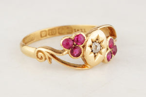 ANTIQUE EDWARDIAN 1911 DIAMOND & RED SPINEL RING 18ct GOLD