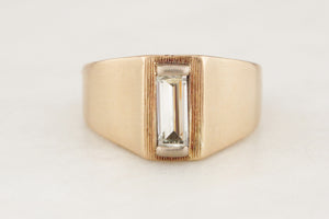 RETRO c1970 BAGUETTE CUT DIAMOND RING 9ct GOLD