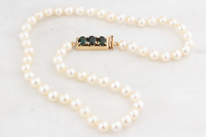 BESPOKE 2.88ct SAPPHIRE & PEARL NECKLACE 14ct GOLD