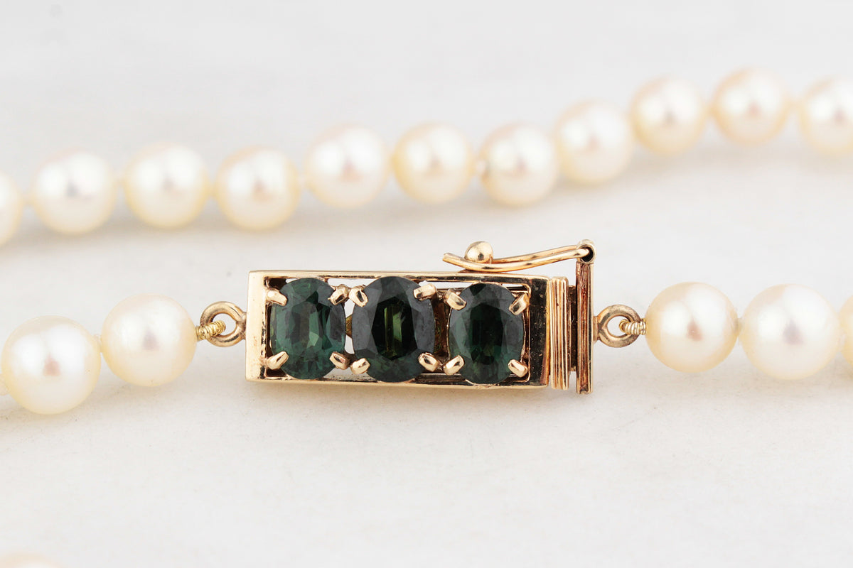 BESPOKE 2.88ct SAPPHIRE & PEARL NECKLACE 14ct GOLD