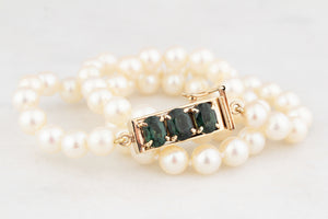 BESPOKE 2.88ct SAPPHIRE & PEARL NECKLACE 14ct GOLD