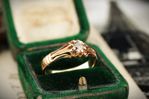 ANTIQUE EDWARDIAN .36ct COGNAC DIAMOND RING 14ct ROSE GOLD