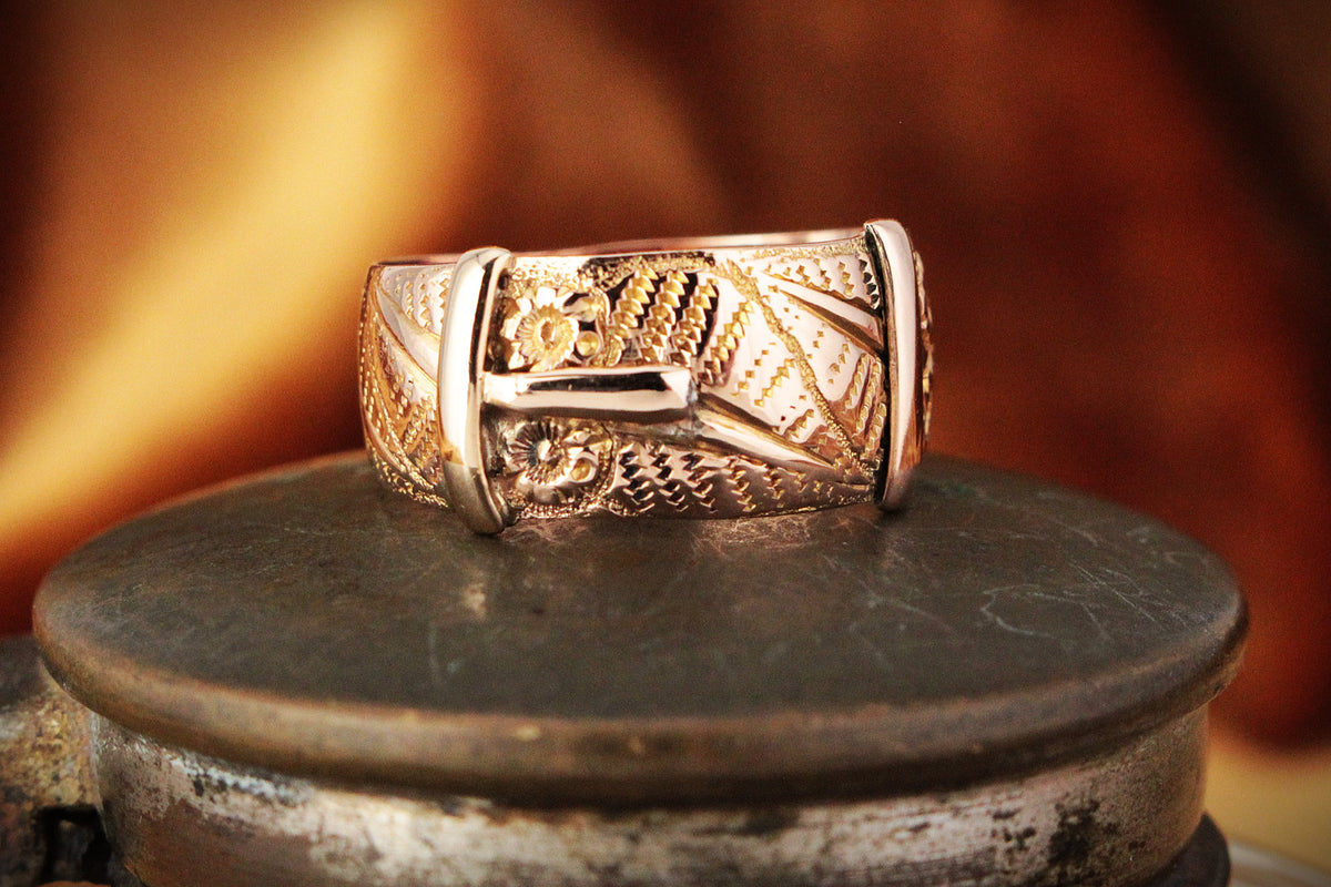 ANTIQUE EDWARDIAN BUCKLE RING 9ct GOLD