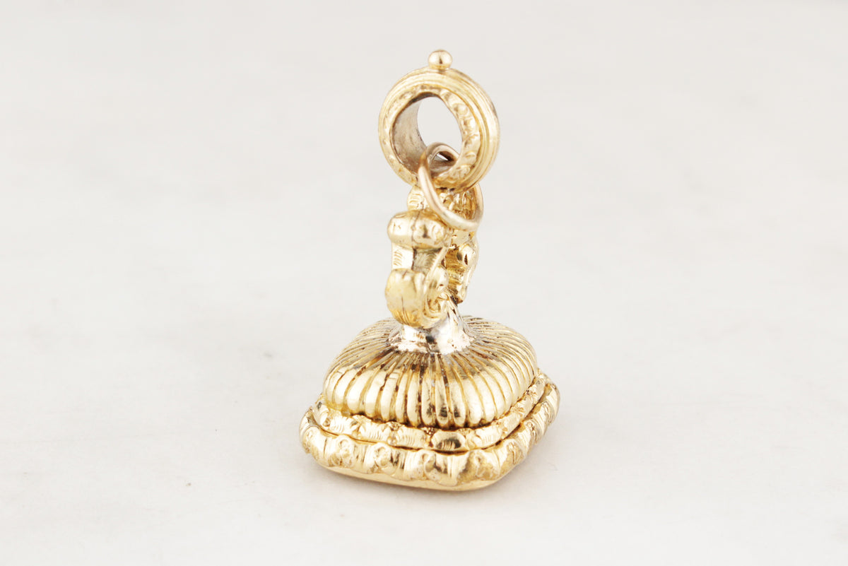 ANTIQUE VICTORIAN c1880 CARNELIAN INTAGLIO FOB SEAL 9ct GOLD