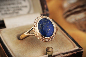 RETRO 1988 LAPIS LAZULI RING 9ct GOLD