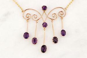 ANTIQUE EDWARDIAN c1900 AMETHYST NECKLACE 9ct GOLD