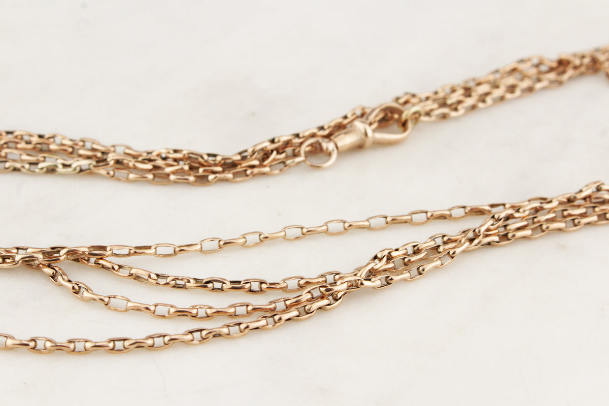 ANTIQUE EDWARDIAN c1900 LONG GUARD CHAIN 9ct GOLD