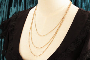 ANTIQUE EDWARDIAN c1900 LONG GUARD CHAIN 9ct GOLD