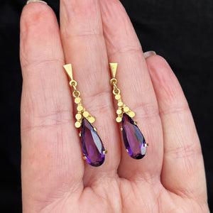 RETRO MID-CENTURY AMETHYST EARRINGS 14ct GOLD