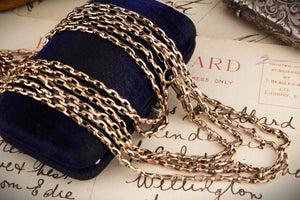 ANTIQUE EDWARDIAN c1900 LONG GUARD CHAIN 9ct GOLD