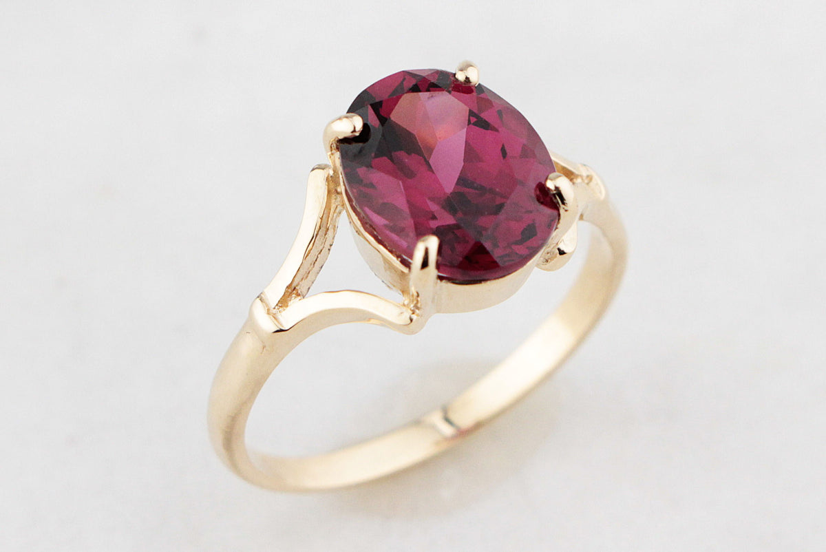 BESPOKE 3.60ct RHODOLITE GARNET RING 9ct GOLD