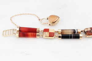 ANTIQUE VICTORIAN AGATE BRACELET 9ct GOLD