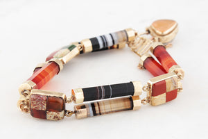 ANTIQUE VICTORIAN AGATE BRACELET 9ct GOLD