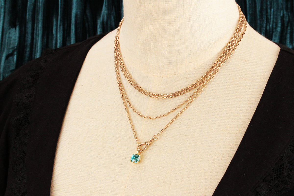 ANTIQUE EDWARDIAN c1900 LONG GUARD CHAIN 9ct GOLD